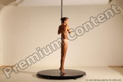 Nude Gymnastic poses Woman White Slim long brown Dancing Dynamic poses Pinup